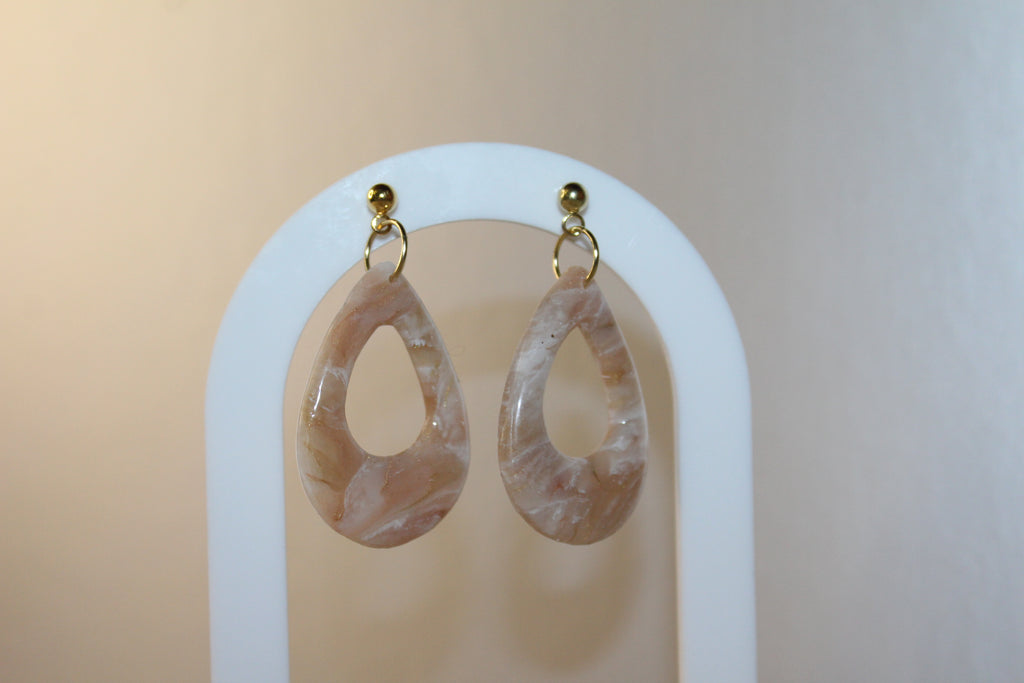 Paire en goutte - marbré beige (collection seconde peau)