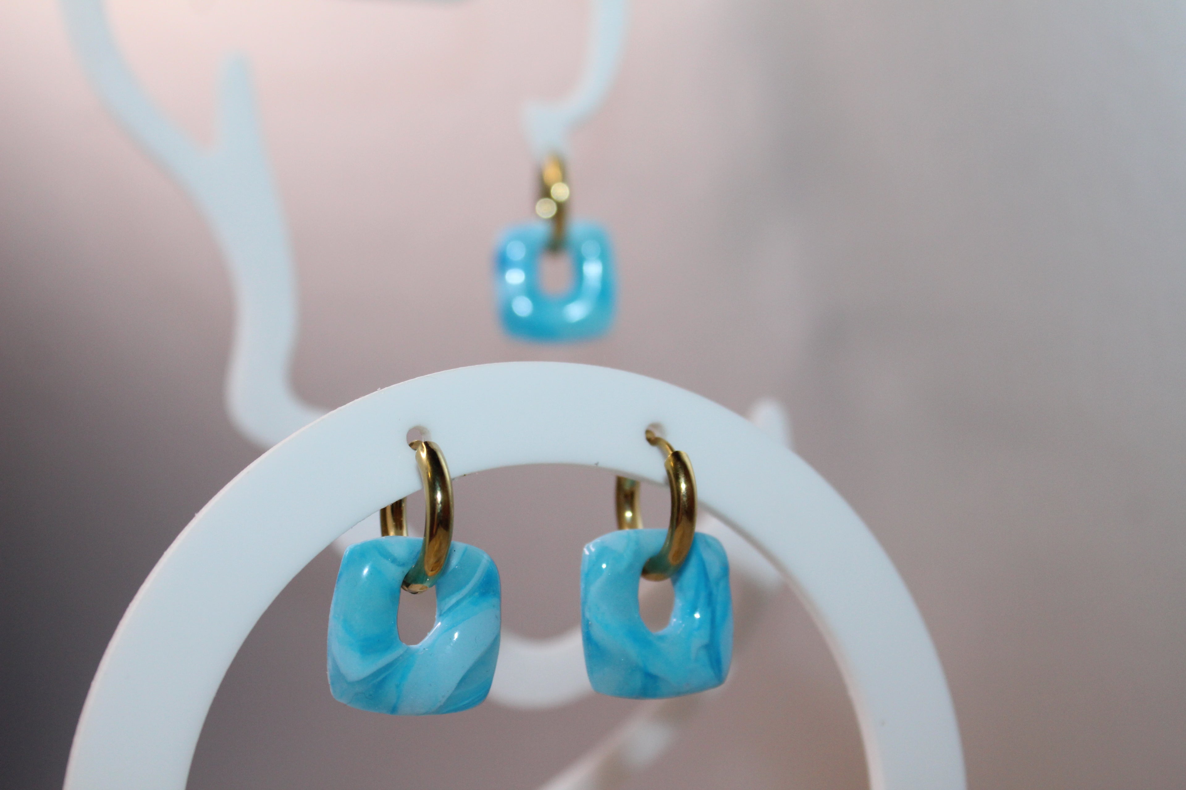 Pampilles petits carrés - nuances de bleu clair marbré