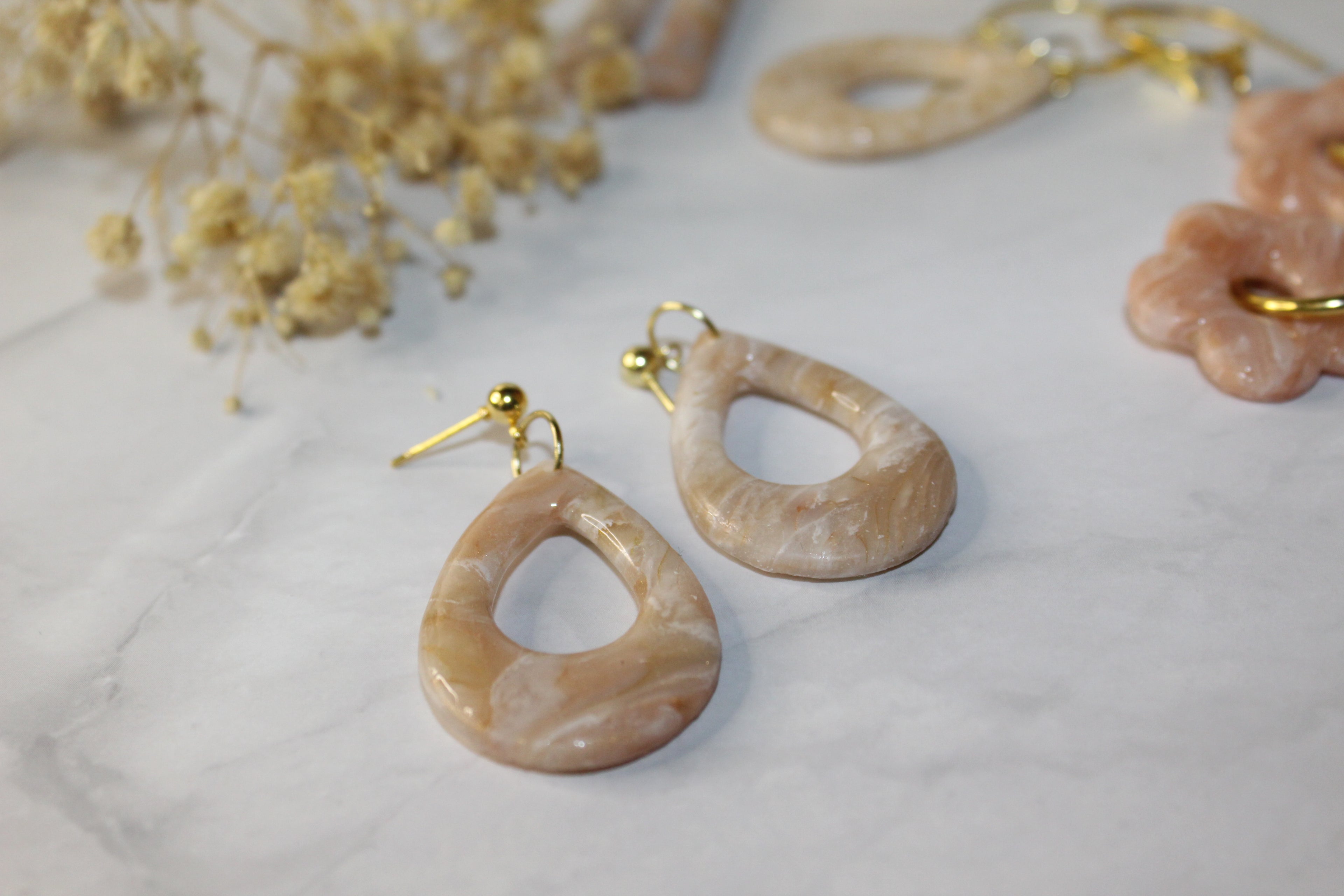 Paire en goutte - marbré beige (collection seconde peau)