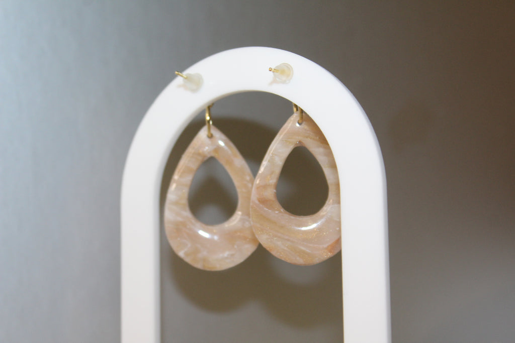 Paire en goutte - marbré beige (collection seconde peau)