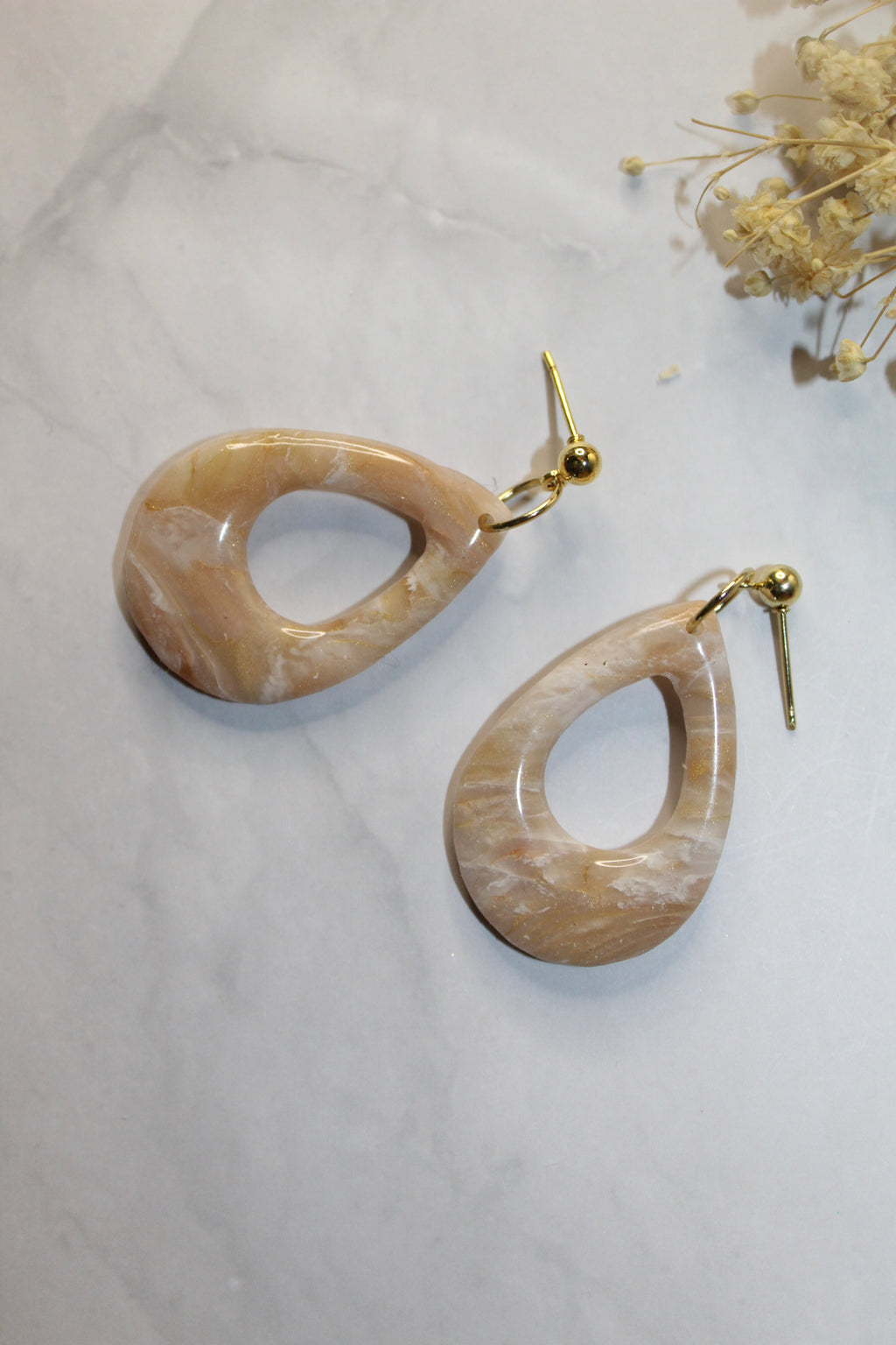 Paire en goutte - marbré beige (collection seconde peau)