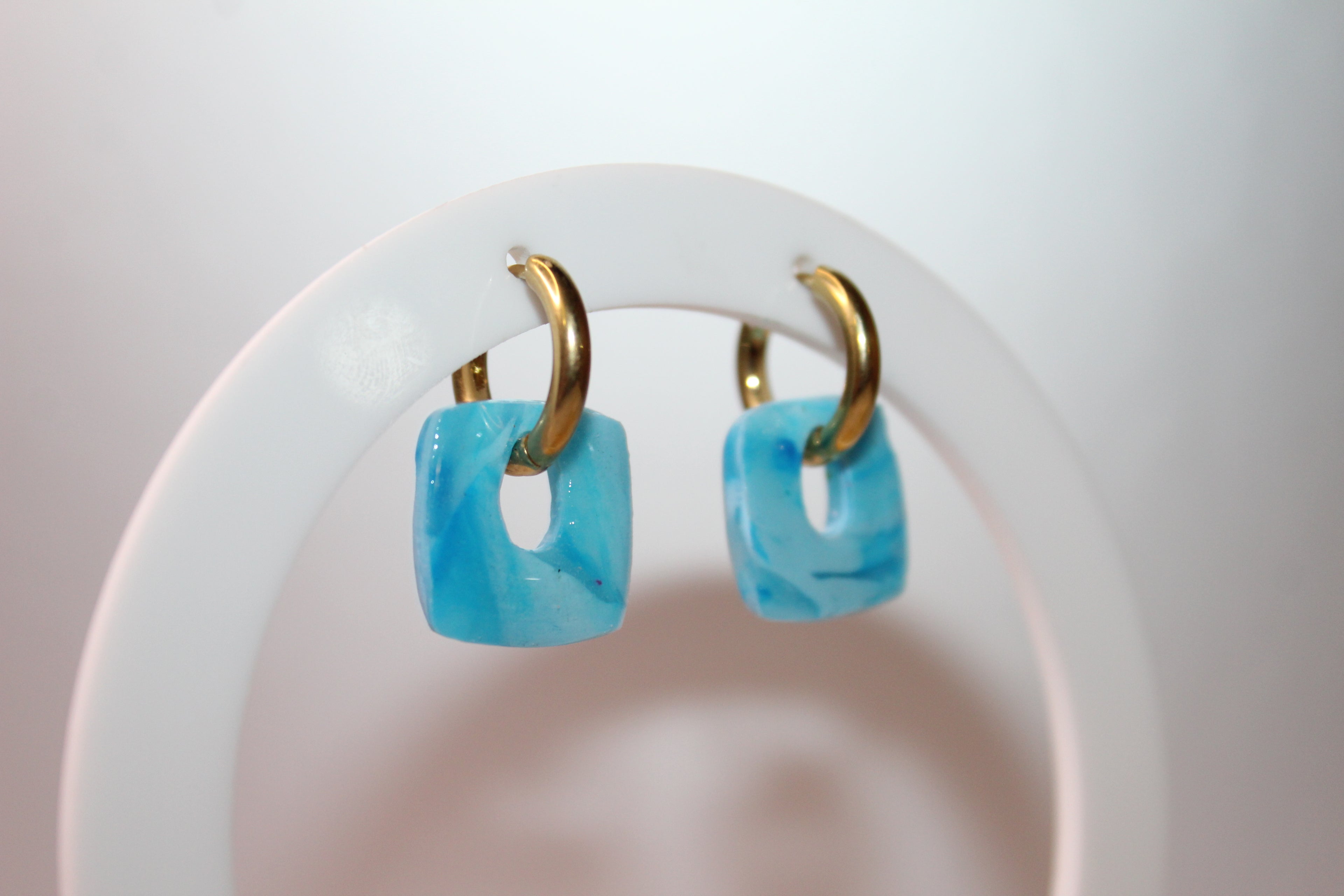 Pampilles petits carrés - nuances de bleu clair marbré