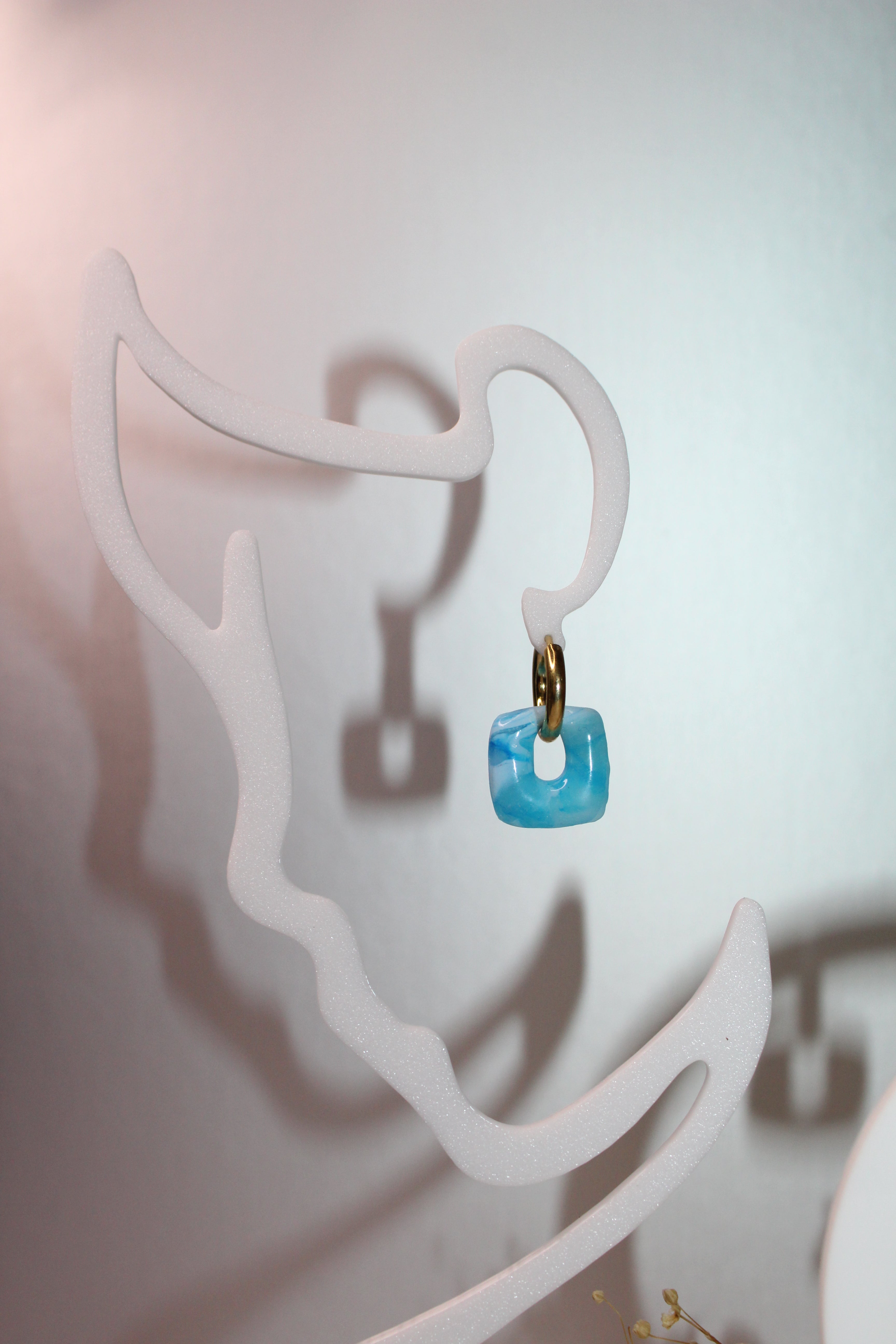 Pampilles petits carrés - nuances de bleu clair marbré